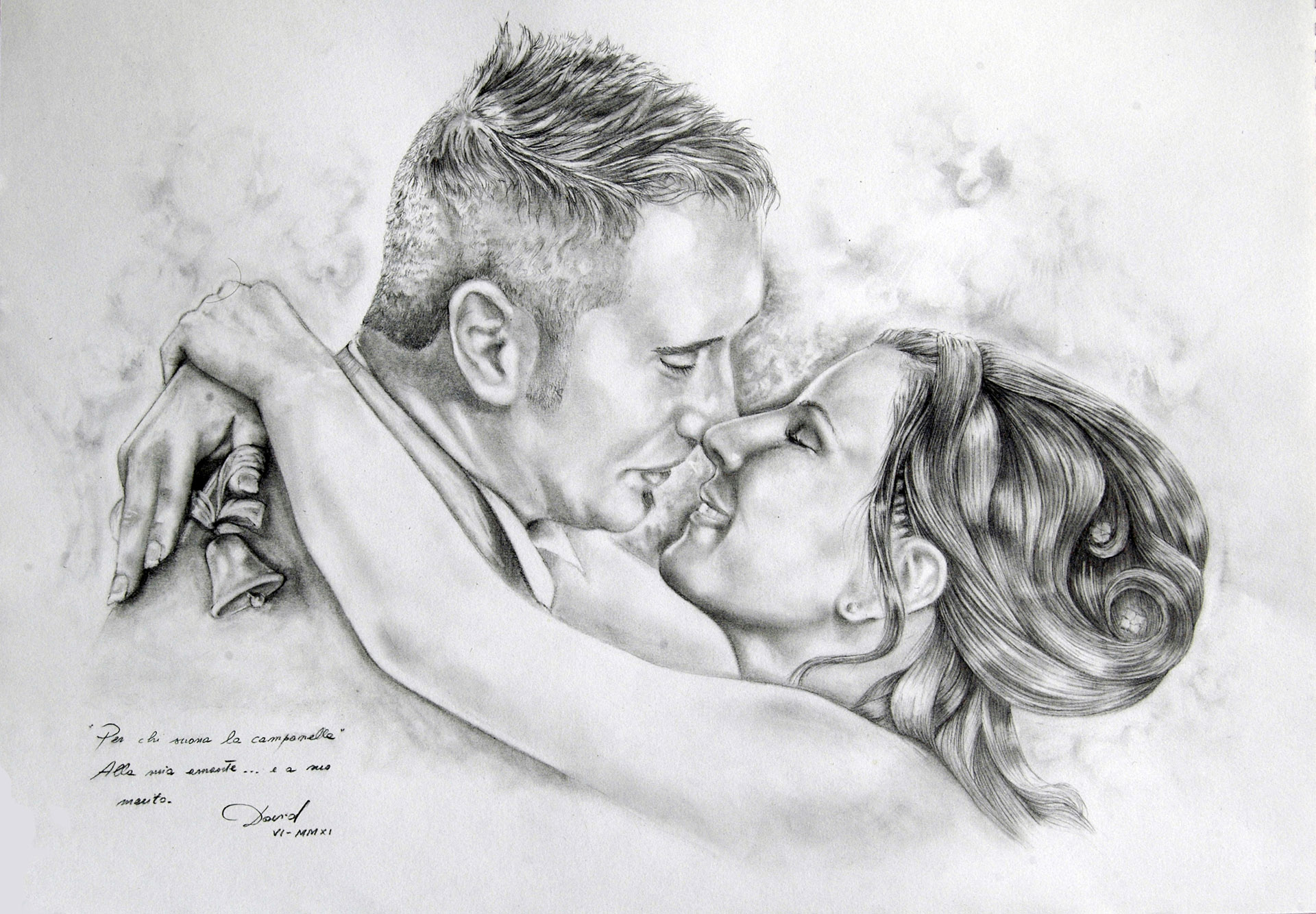 Ritratto di coppia realistico in grafite