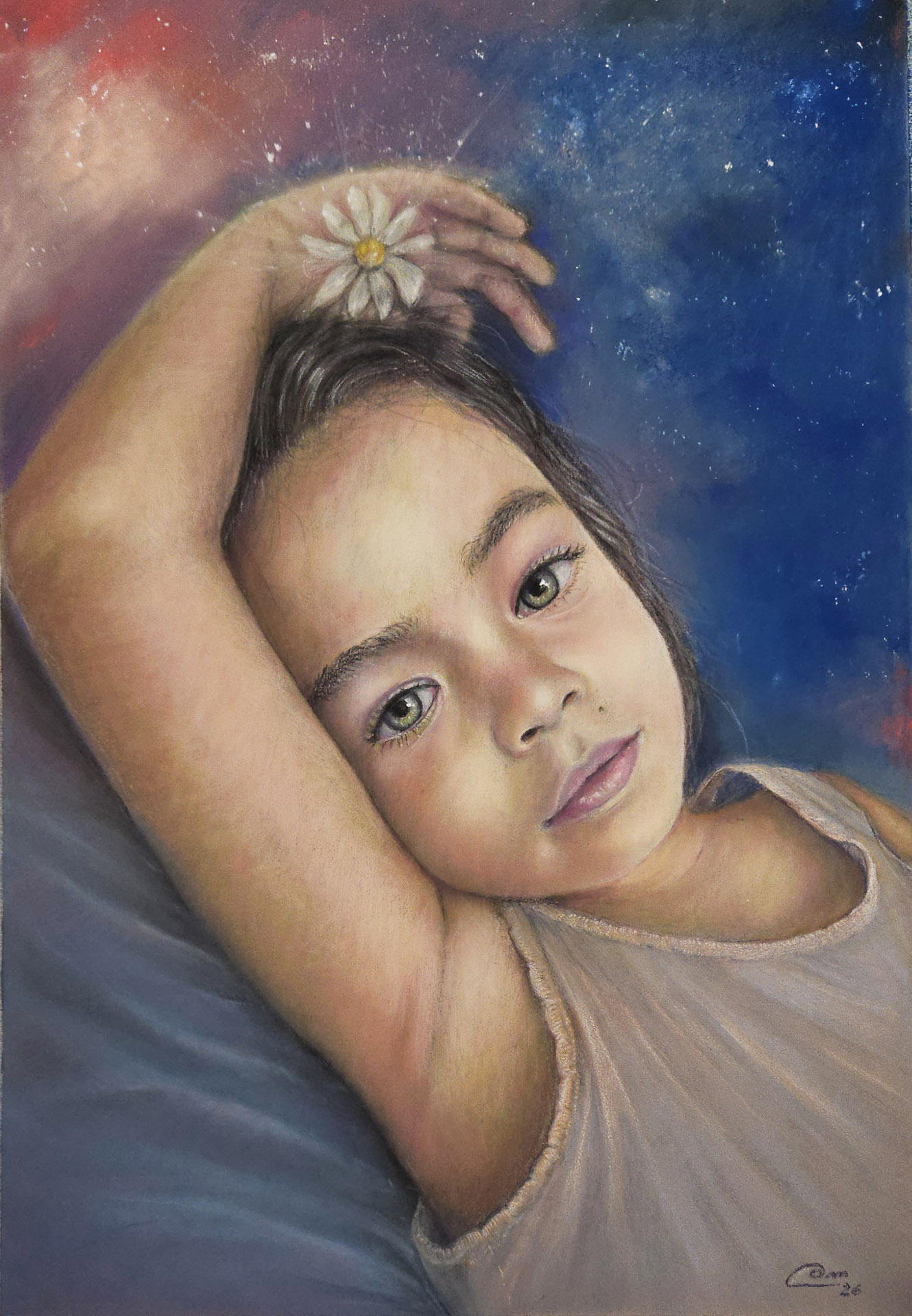 Ritratto bambina in soft pastel - Un universo negli occhi